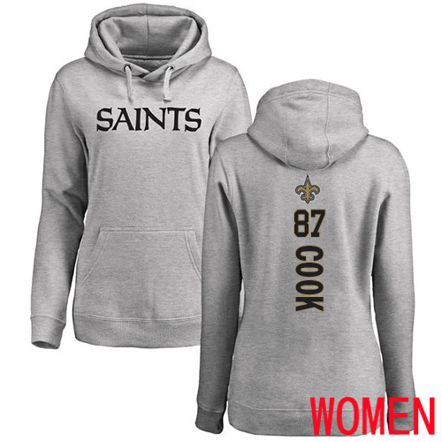 New Orleans Saints Ash Women Jared Cook Backer NFL Football #87 Pullover Hoodie Sweatshirts